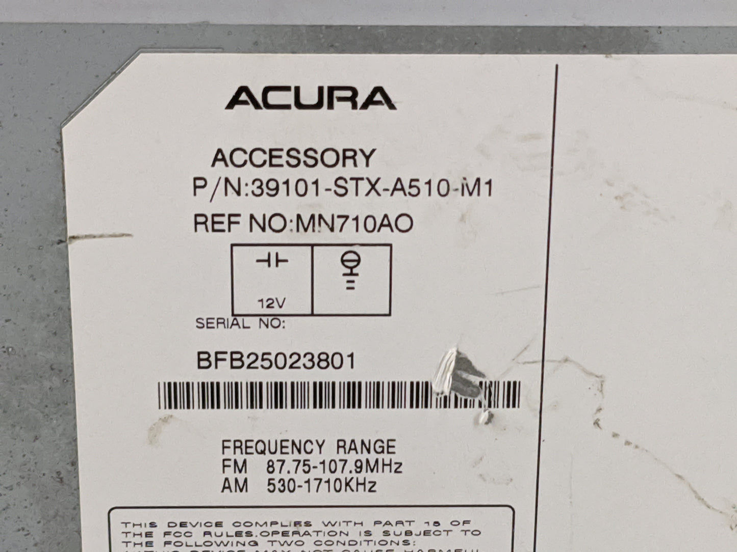 2010-2013 Acura Mdx Radio AM FM Cd Player Receiver Replacement P/N:39101-STX-A510-M1 MN710AO Fits Fits 2010 2011 2012 2013 O