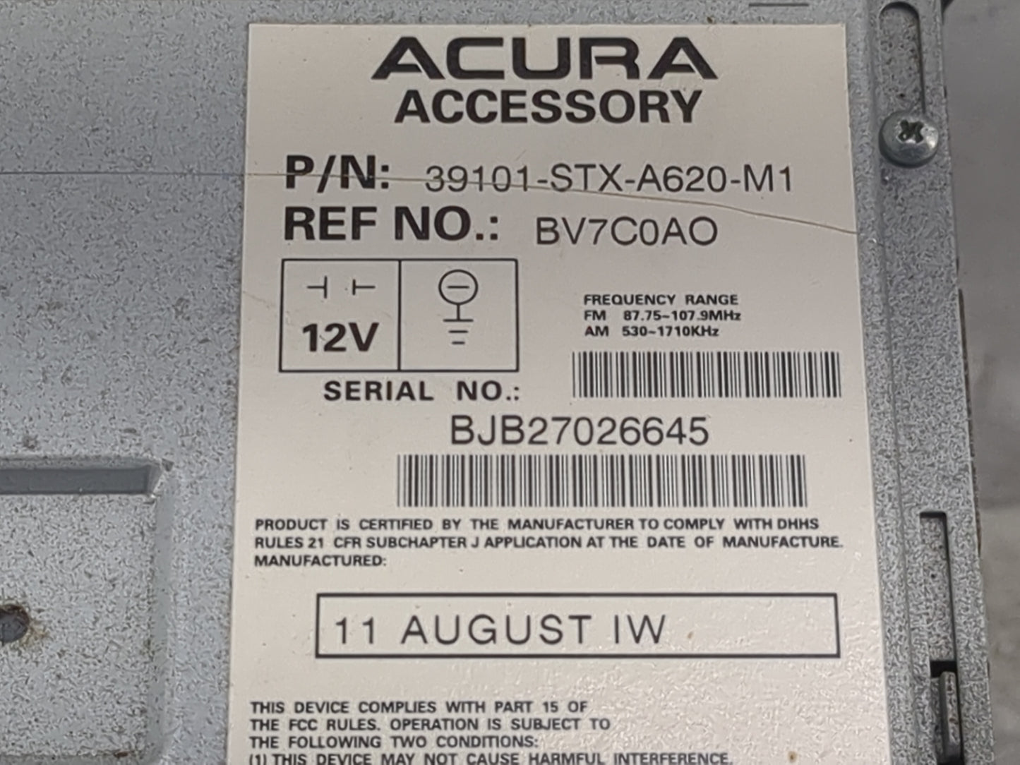 2010-2013 Acura Mdx Radio AM FM Cd Player Receiver Replacement P/N:39101-STX-A620-M1 BV7C0AO Fits Fits 2010 2011 2012 2013 O