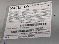 2010-2011 Acura Tl Radio AM FM Cd Player Receiver Replacement P/N:39100-TK4-A800 AVIC-7307ZH Fits Fits 2010 2011 OEM Used Au