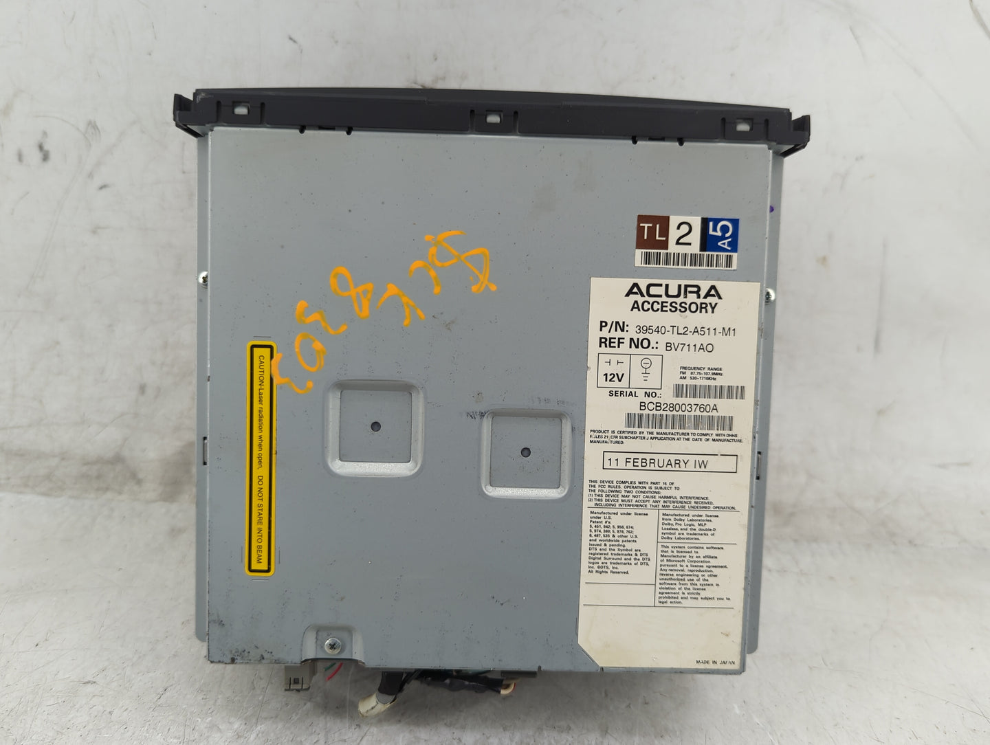 2011-2014 Acura Tsx Radio AM FM Cd Player Receiver Replacement P/N:39540-TL2-A511-M1 Fits Fits 2011 2012 2013 2014 OEM Used 