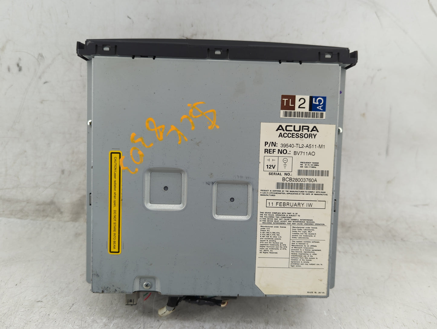 2011-2014 Acura Tsx Radio AM FM Cd Player Receiver Replacement P/N:39540-TL2-A511-M1 Fits Fits 2011 2012 2013 2014 OEM Used 