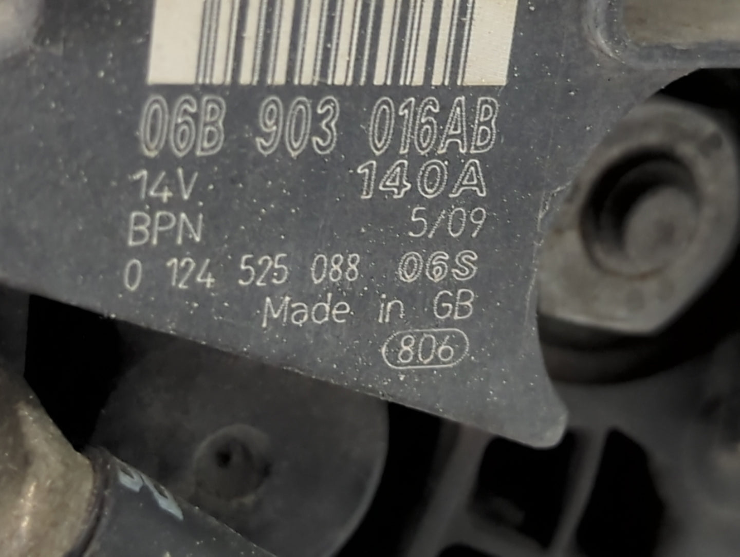 2006-2013 Audi A3 Alternator Replacement Generator Charging Assembly Engine OEM P/N:06B 903 016AB Fits OEM Used Auto Parts -