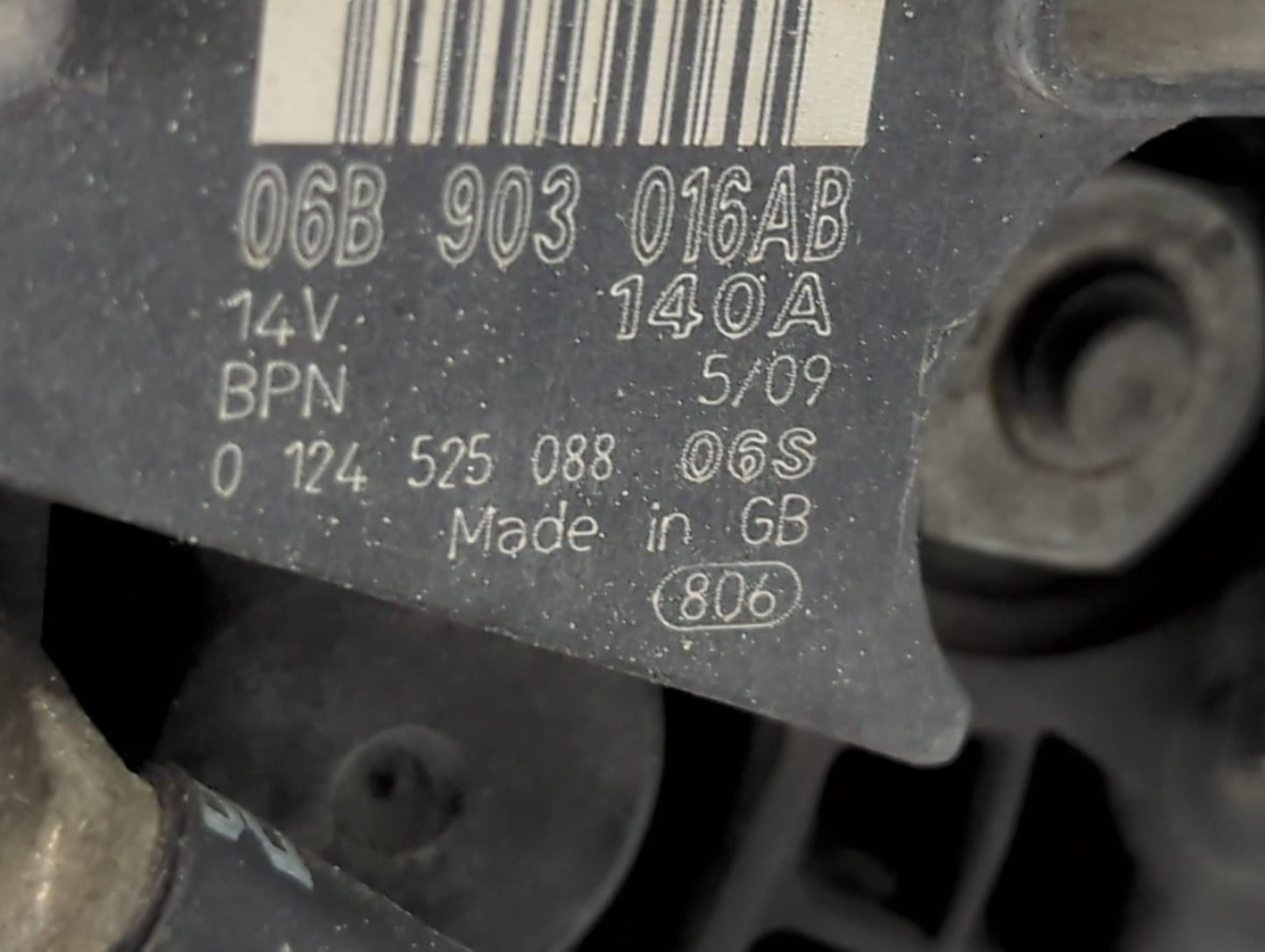 2006-2013 Audi A3 Alternator Replacement Generator Charging Assembly Engine OEM P/N:06B 903 016AB Fits OEM Used Auto Parts -