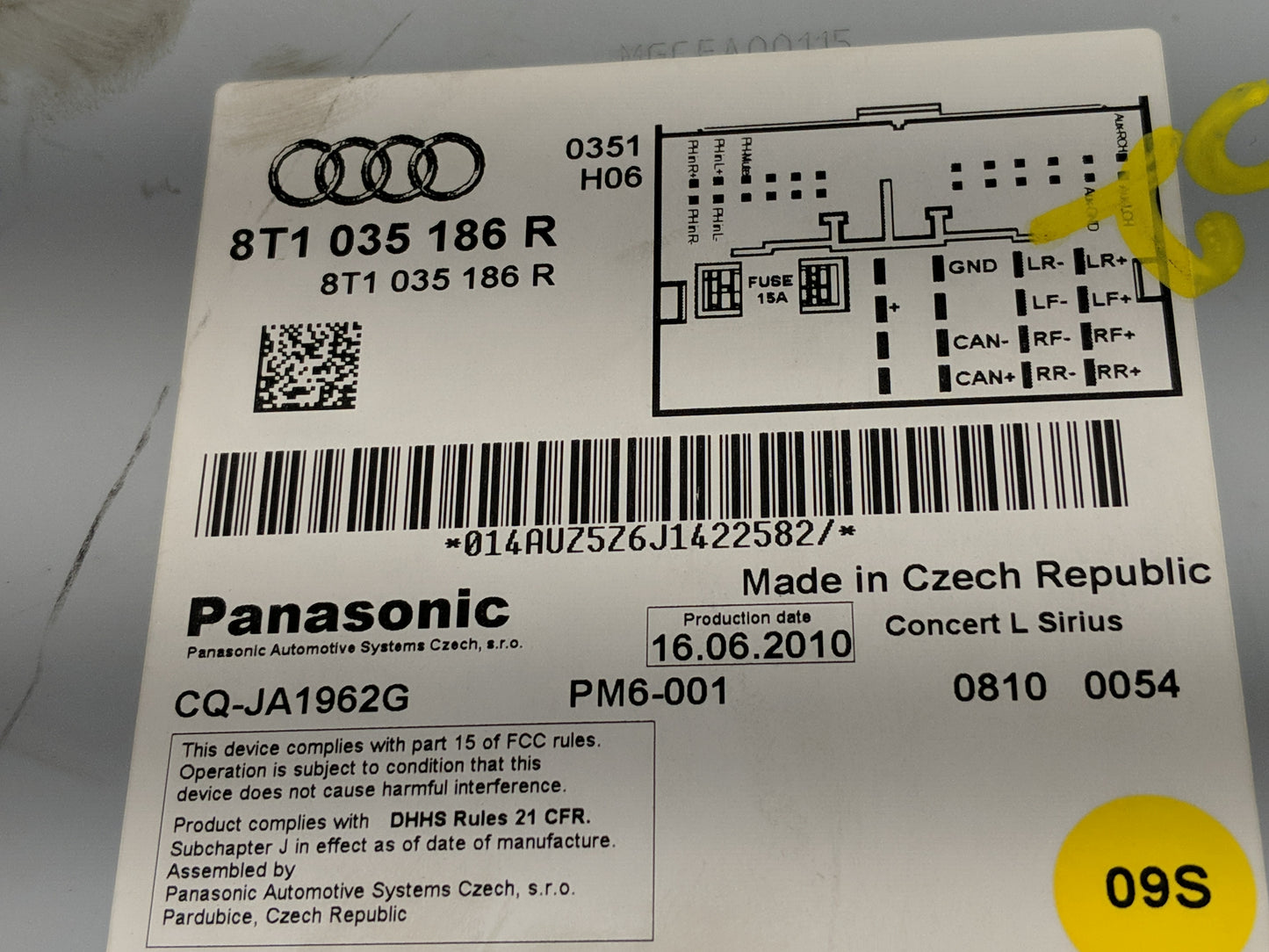 2010-2012 Audi A4 Radio AM FM Cd Player Receiver Replacement P/N:8T1 035 186 R Fits Fits 2010 2011 2012 2013 2014 2015 2016 