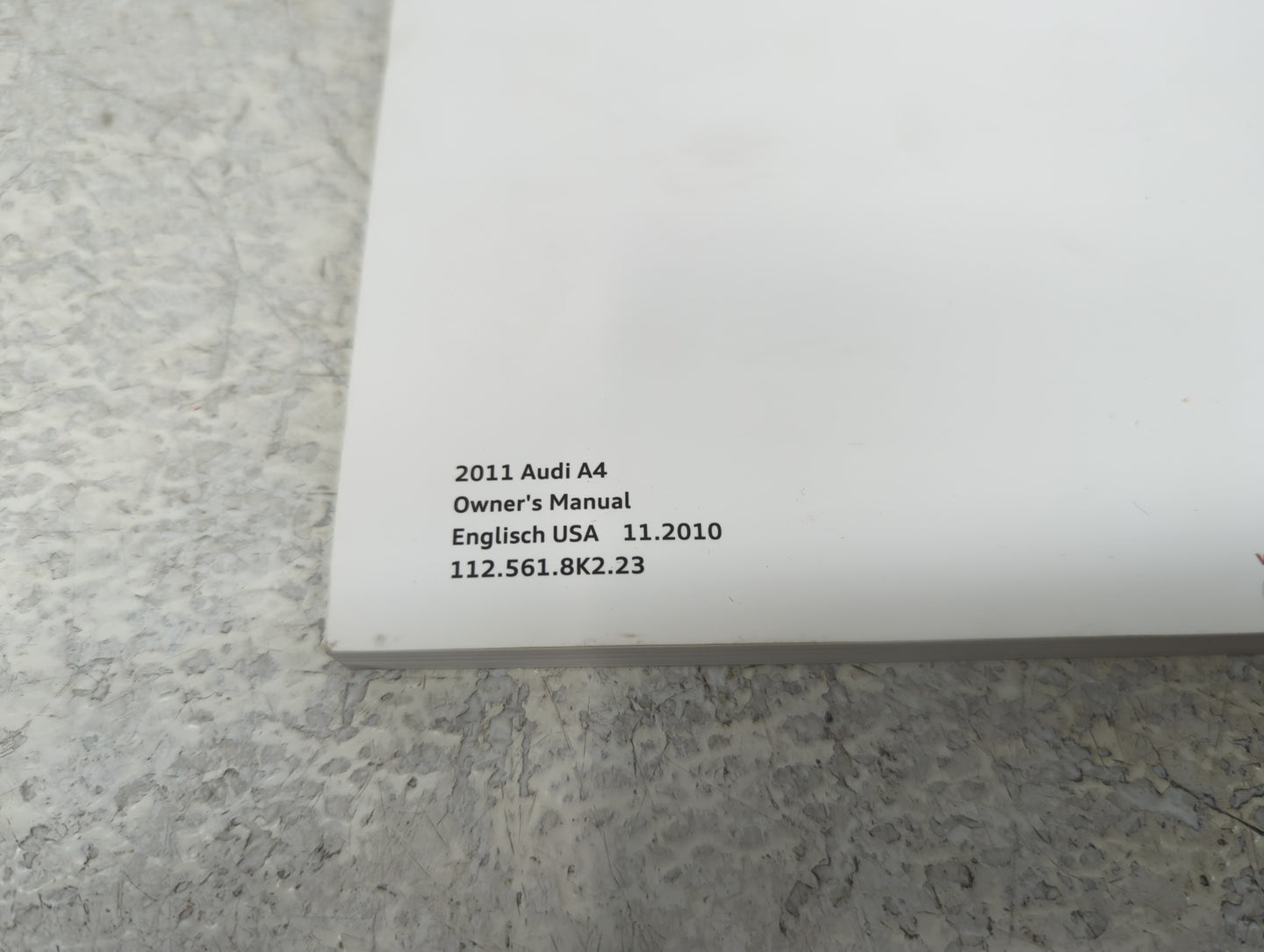 2011 Audi A4 Owners Manual Book Guide P/N:112.561.8K2.23 OEM Used Auto Parts - Oemusedautoparts1.com
