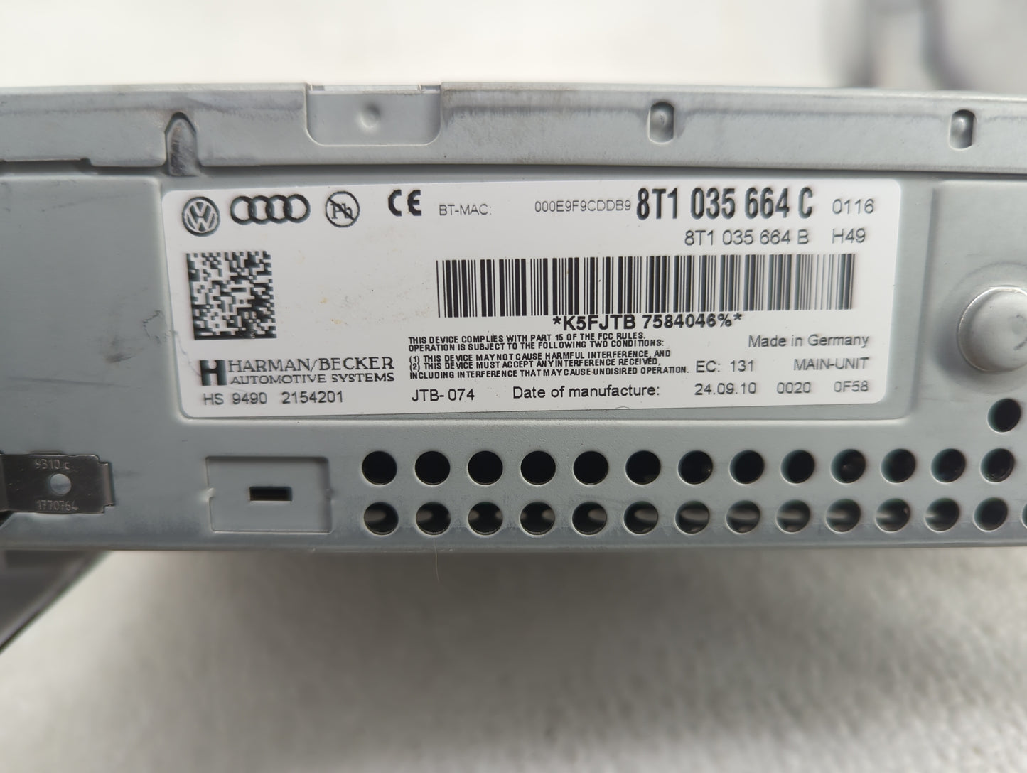 2011 Audi A4 Radio AM FM Cd Player Receiver Replacement P/N:8T1035664C 8T1035664B Fits Fits 2010 2012 2013 2014 2015 2016 20