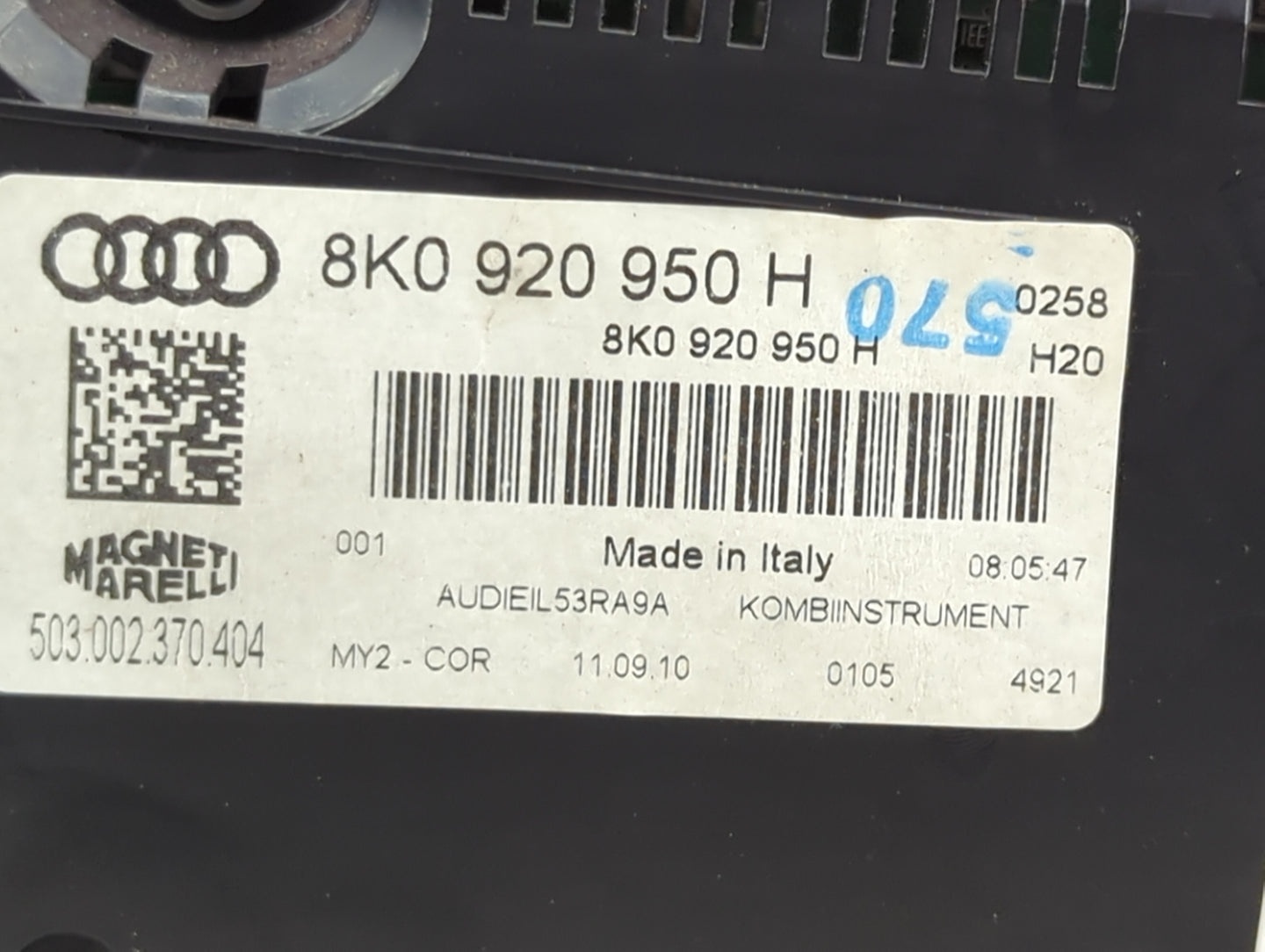 2010-2012 Audi A4 Instrument Cluster Speedometer Gauges P/N:8K0 920 950 H Miles: Fits Fits 2010 2011 2012 OEM Used Auto Part
