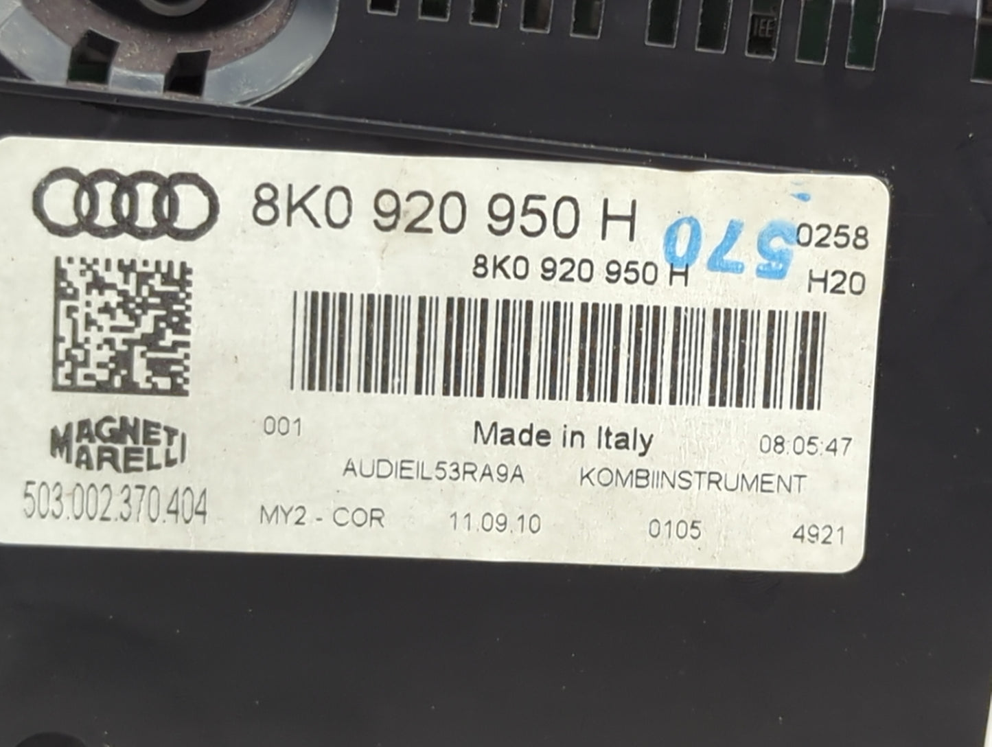 2010-2012 Audi A4 Instrument Cluster Speedometer Gauges P/N:8K0 920 950 H Miles: Fits Fits 2010 2011 2012 OEM Used Auto Part