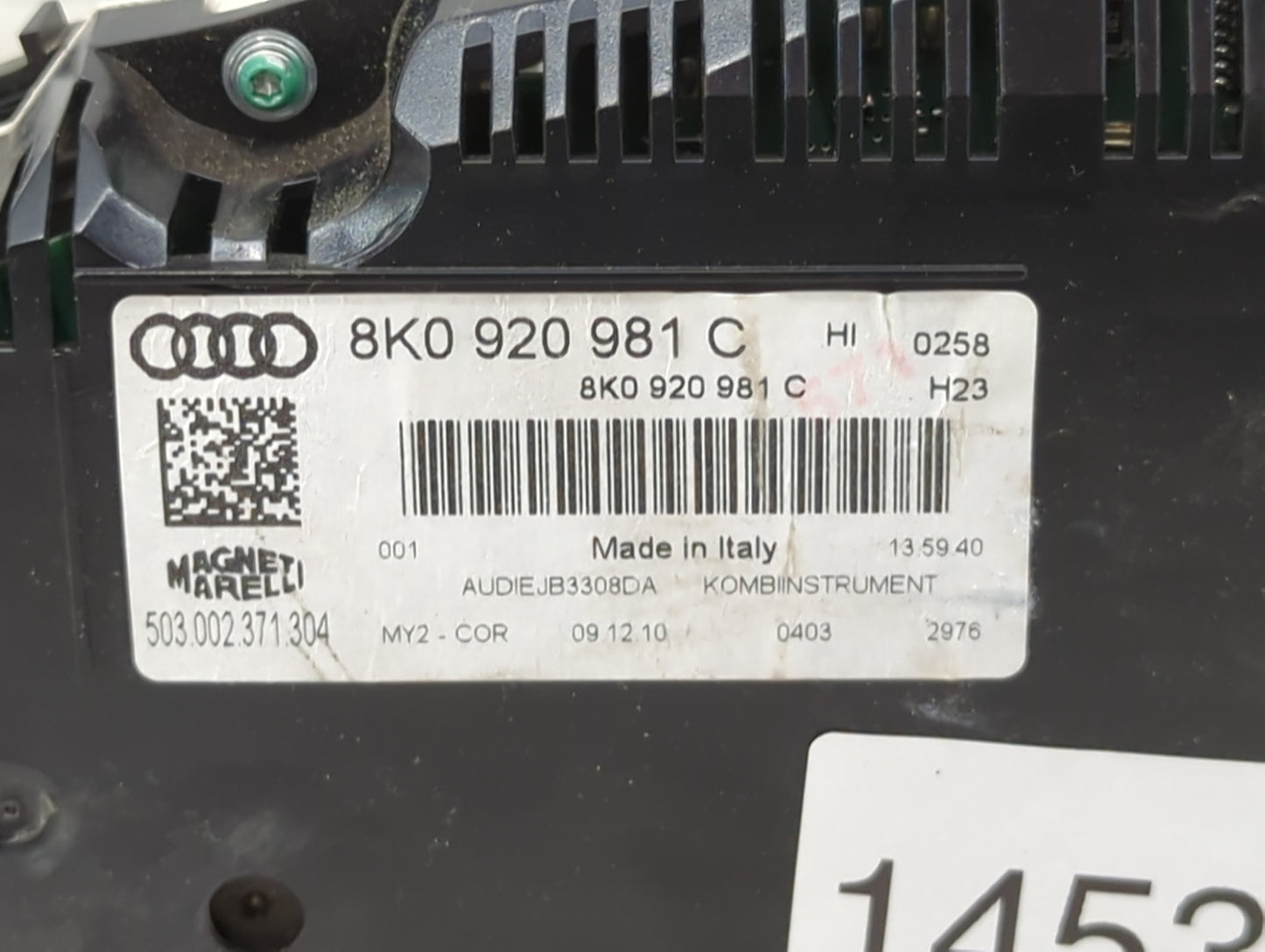 2010-2012 Audi A4 Instrument Cluster Speedometer Gauges P/N:8K0920981C 503002371304 Miles:123K Fits Fits 2010 2011 2012 OEM 