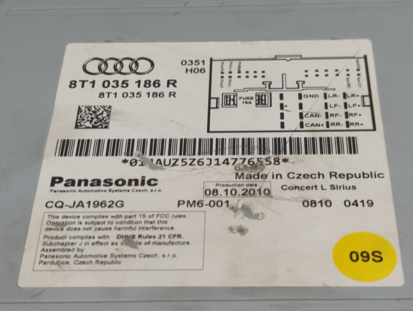 2010-2012 Audi A4 Radio AM FM Cd Player Receiver Replacement P/N:0810 0419 8T1 035 186 R Fits OEM Used Auto Parts - Oemuseda