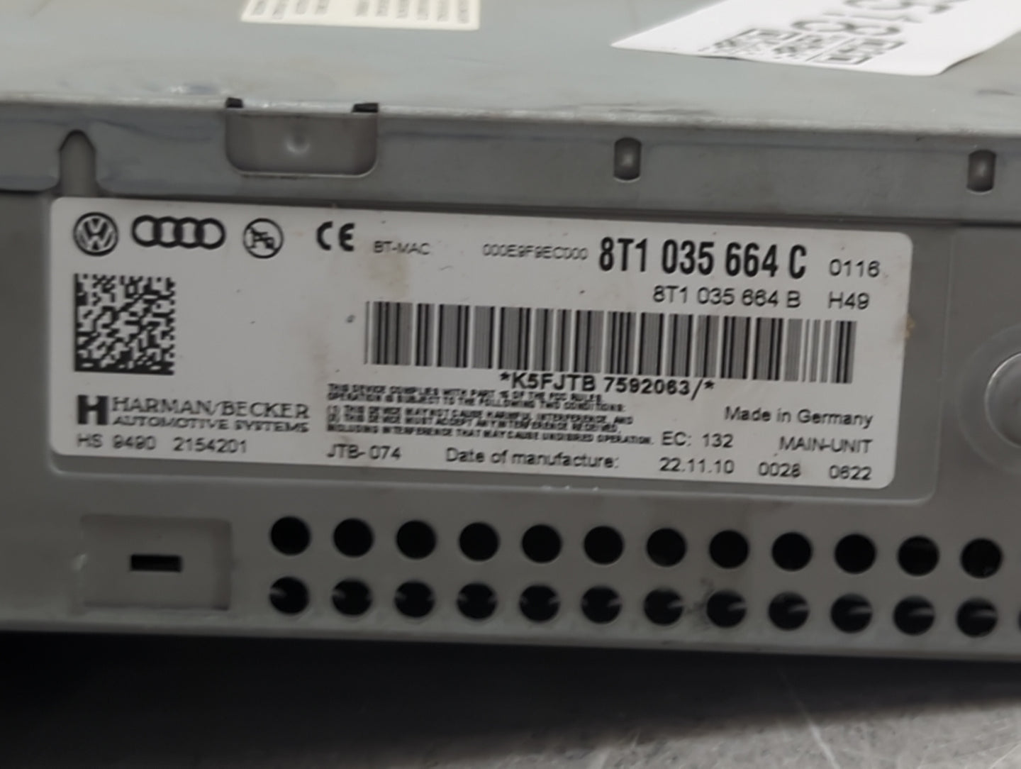 2011 Audi A4 Radio AM FM Cd Player Receiver Replacement P/N:8T1035664C 8T1035664B Fits Fits 2010 2012 2013 2014 2015 2016 20