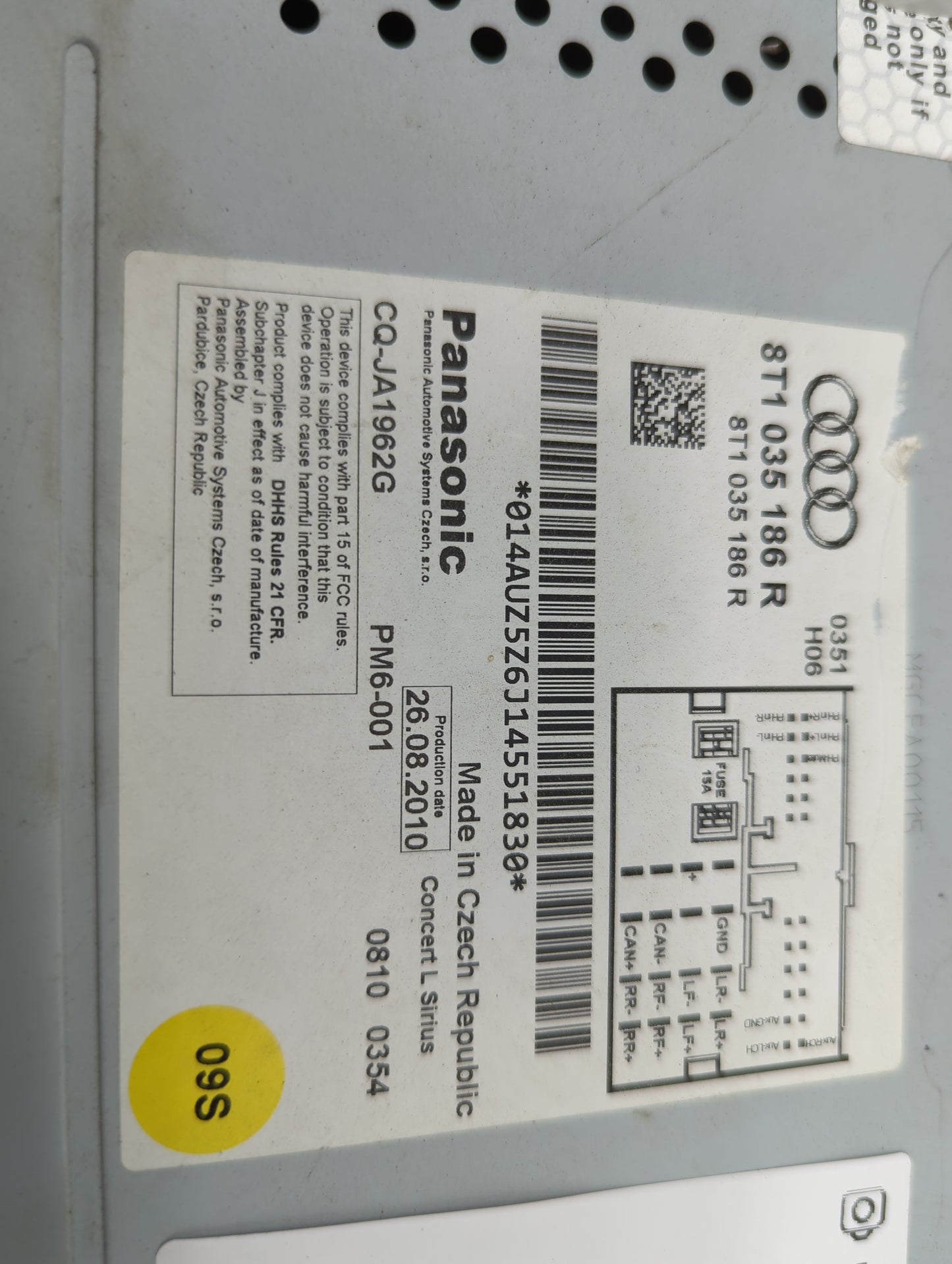 2010-2012 Audi A4 Radio AM FM Cd Player Receiver Replacement P/N:8T1035186R CQ-JA1962G Fits OEM Used Auto Parts - Oemusedaut