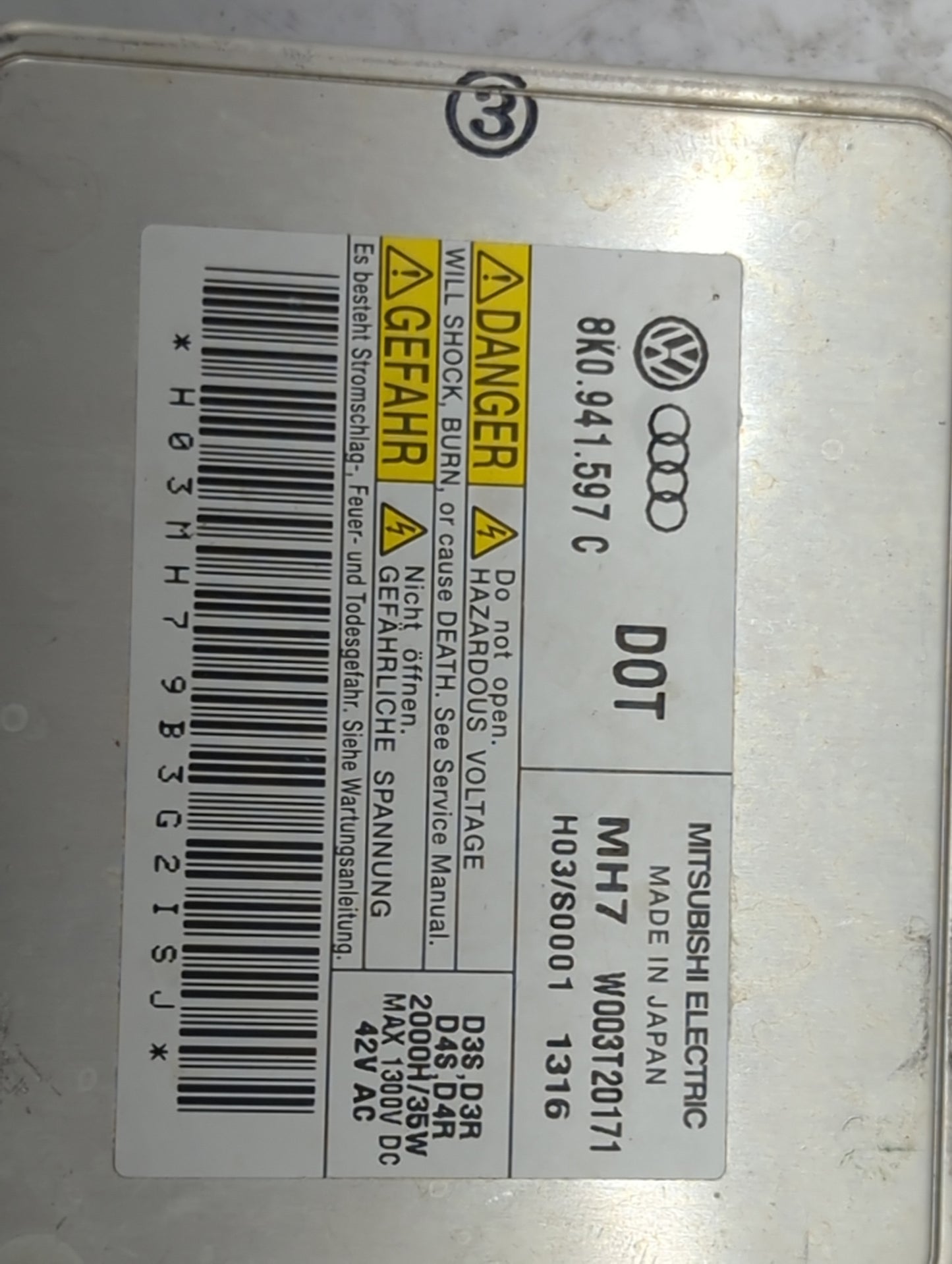 2009-2012 Audi A4 Headlight Ballast Head Light 1463115 - Oemusedautoparts1.com