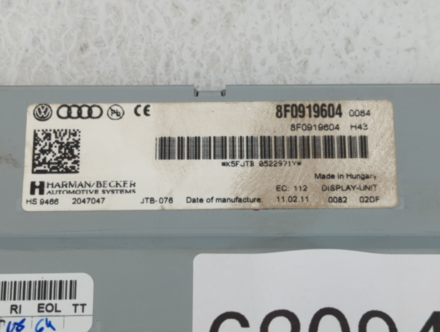 2011 Audi A4 Information Display Screen 620945 - Oemusedautoparts1.com