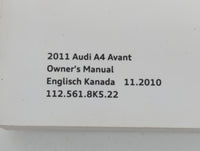 2011 Audi A4 Owners Manual Book Guide P/N:112 561 8K5 22 OEM Used Auto Parts - Oemusedautoparts1.com