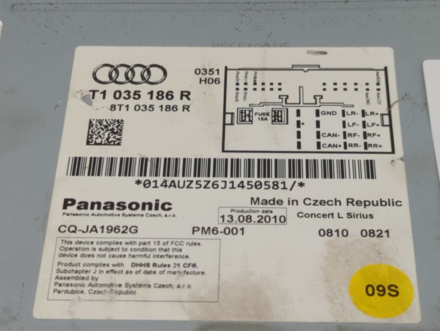 2008-2012 Audi A5 Radio AM FM Cd Player Receiver Replacement P/N:8T1 035 186 R Fits Fits 2008 2009 2010 2011 2012 OEM Used A