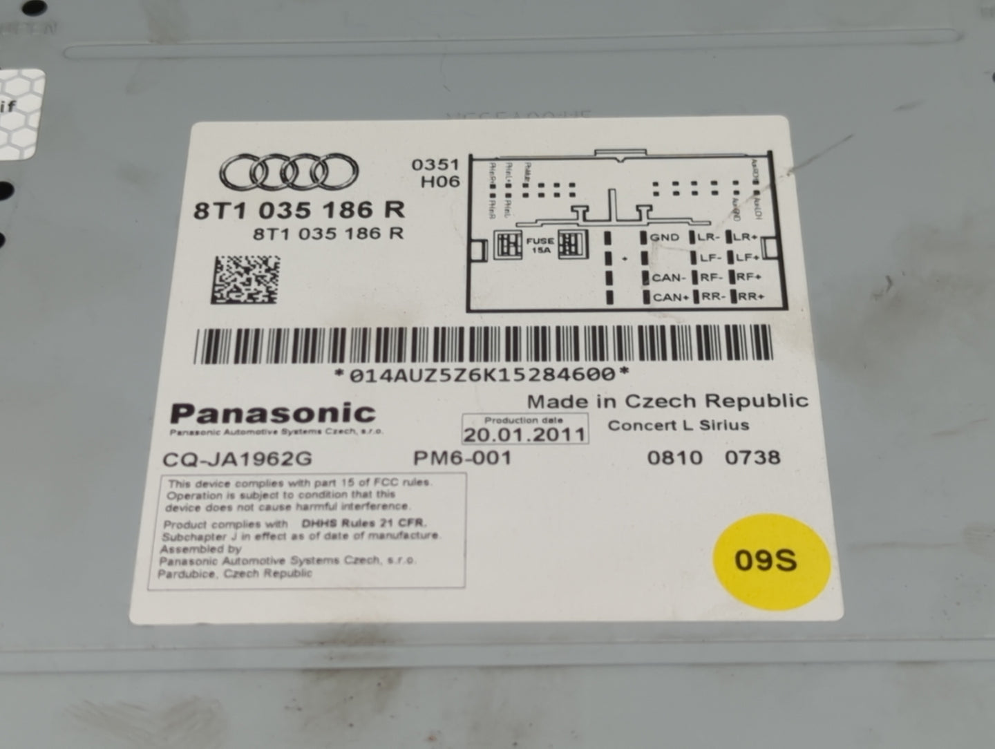 2008-2012 Audi A5 Radio AM FM Cd Player Receiver Replacement P/N:8T1035186R CQ-JA1962G Fits Fits 2008 2009 2010 2011 2012 OE