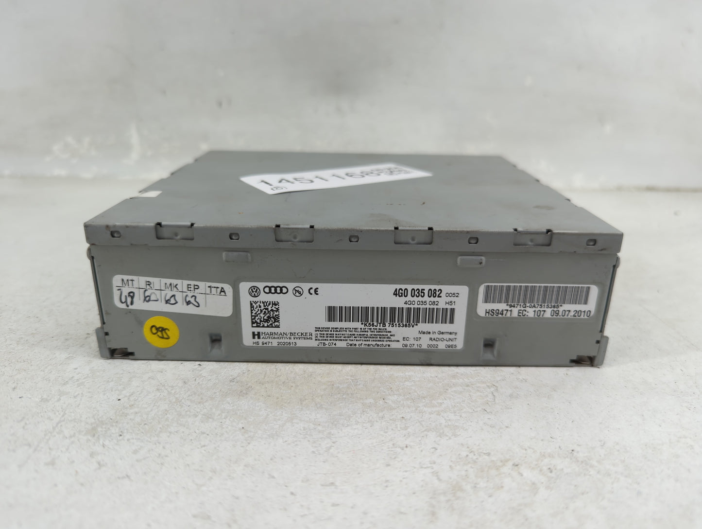 2010-2017 Audi A5 Radio AM FM Cd Player Receiver Replacement P/N:4G0035082 4G0035082H51 Fits OEM Used Auto Parts - Oemusedau
