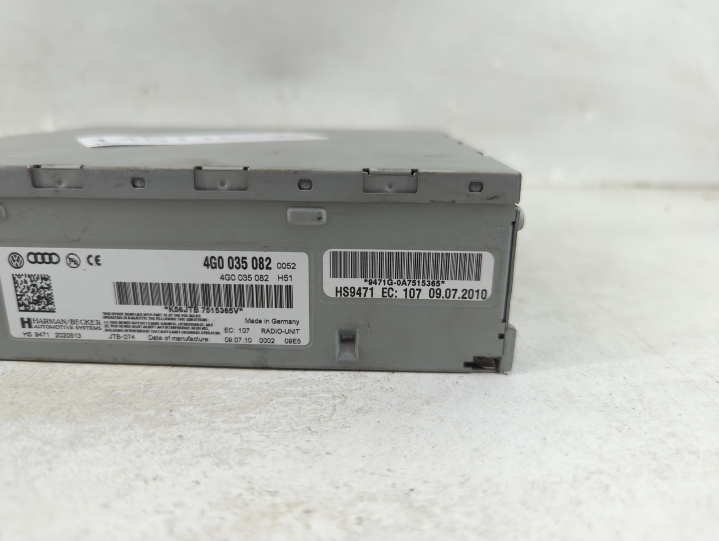 2010-2017 Audi A5 Radio AM FM Cd Player Receiver Replacement P/N:4G0035082 4G0035082H51 Fits OEM Used Auto Parts - Oemusedau