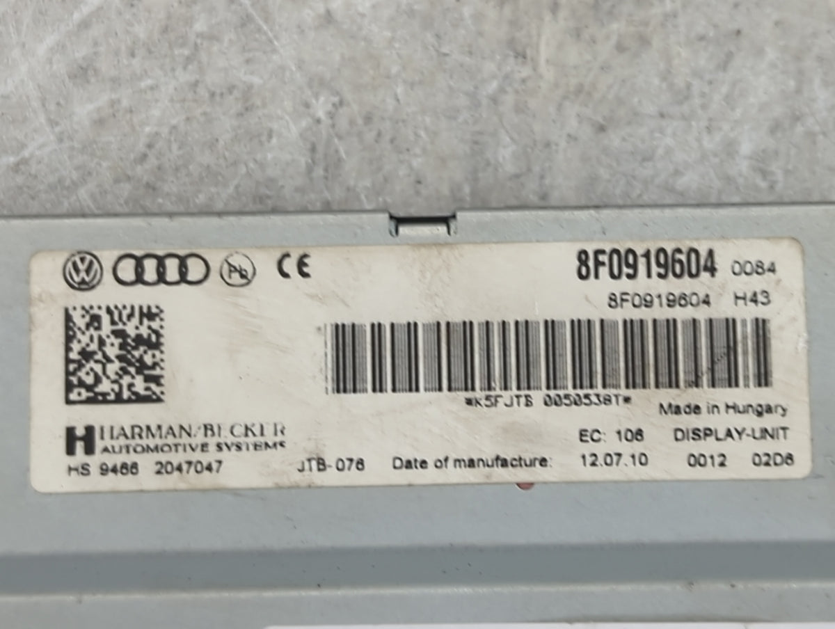 2010-2012 Audi A5 Information Radio Display Screen 1451669 - Oemusedautoparts1.com