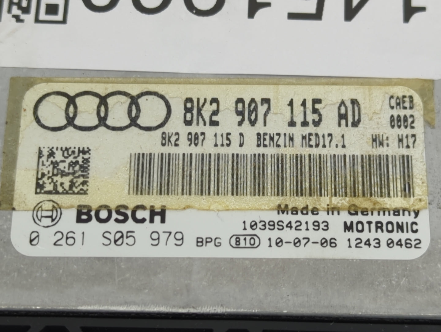 2011 Audi A5 PCM Engine Control Computer ECU ECM PCU OEM P/N:0 261 S05 979 8K2 907 115 AD Fits OEM Used Auto Parts - Oemused