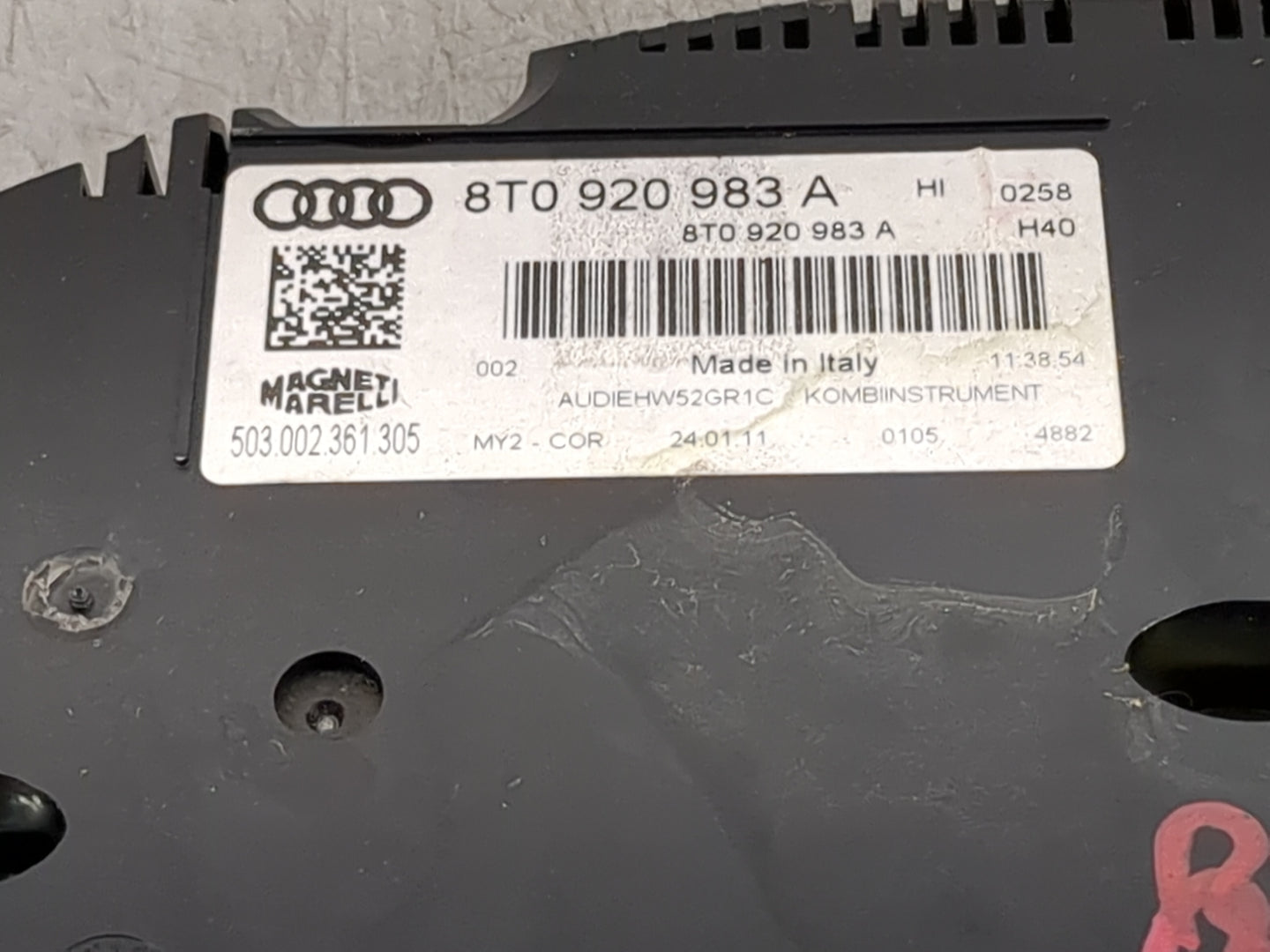 2011-2012 Audi A5 Instrument Cluster Speedometer Gauges P/N:8T0920983A Miles:84K Fits Fits 2011 2012 OEM Used Auto Parts - O