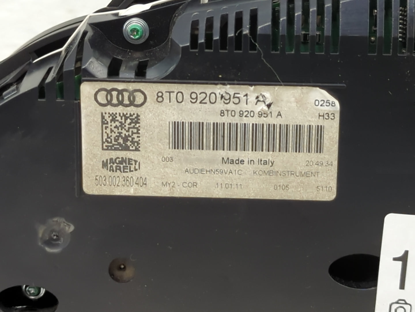 2010-2012 Audi A5 Instrument Cluster Speedometer Gauges P/N:8T0 920 951 A 8T0920951A, 503002360404 Miles: Fits Fits 2010 201