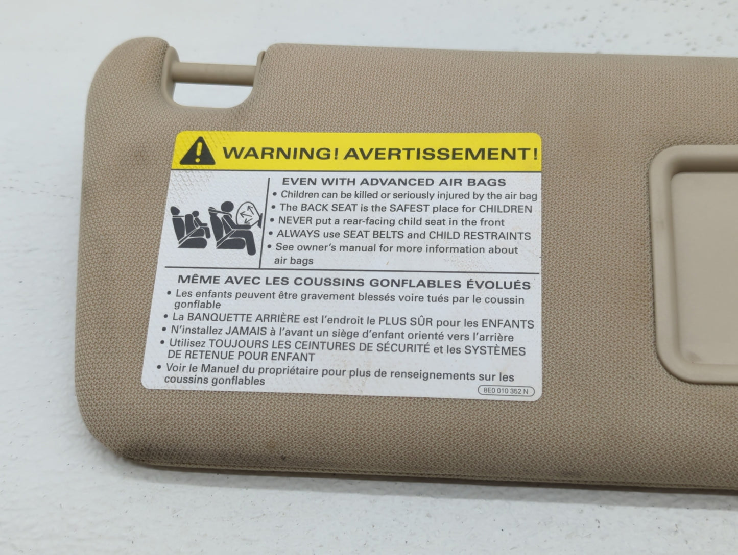 2005-2011 Audi A6 Sun Visor Shade Replacement Passenger Right Mirror Fits Fits 2005 2006 2007 2008 2009 2010 2011 OEM Used A