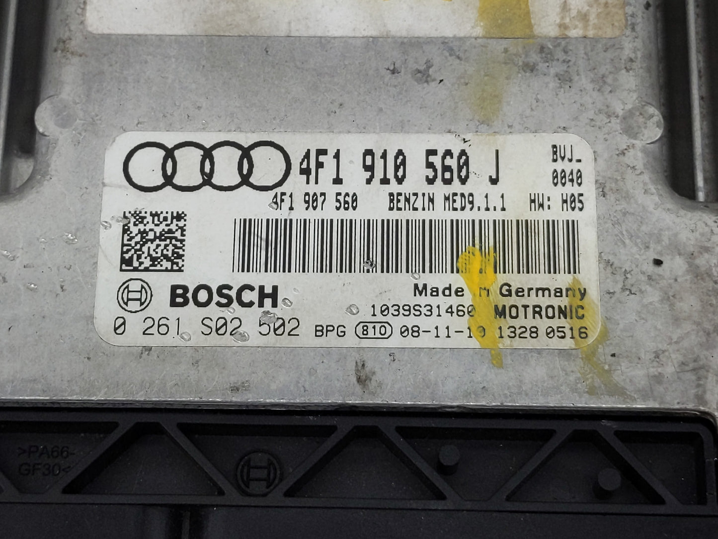2009-2011 Audi A6 PCM Engine Control Computer ECU ECM PCU OEM P/N:4F1910560J 4F1907560, 0261S02502 Fits Fits 2009 2010 2011 