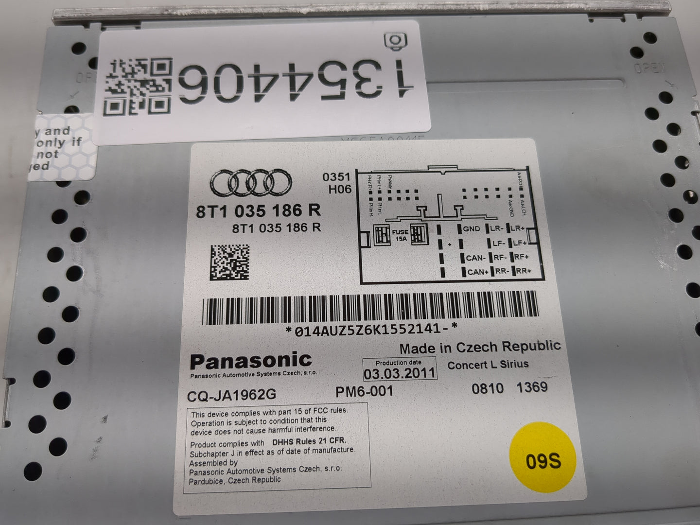 2011-2017 Audi Q5 Radio AM FM Cd Player Receiver Replacement P/N:8T1 035 186 R 04294605 Fits OEM Used Auto Parts - Oemusedau