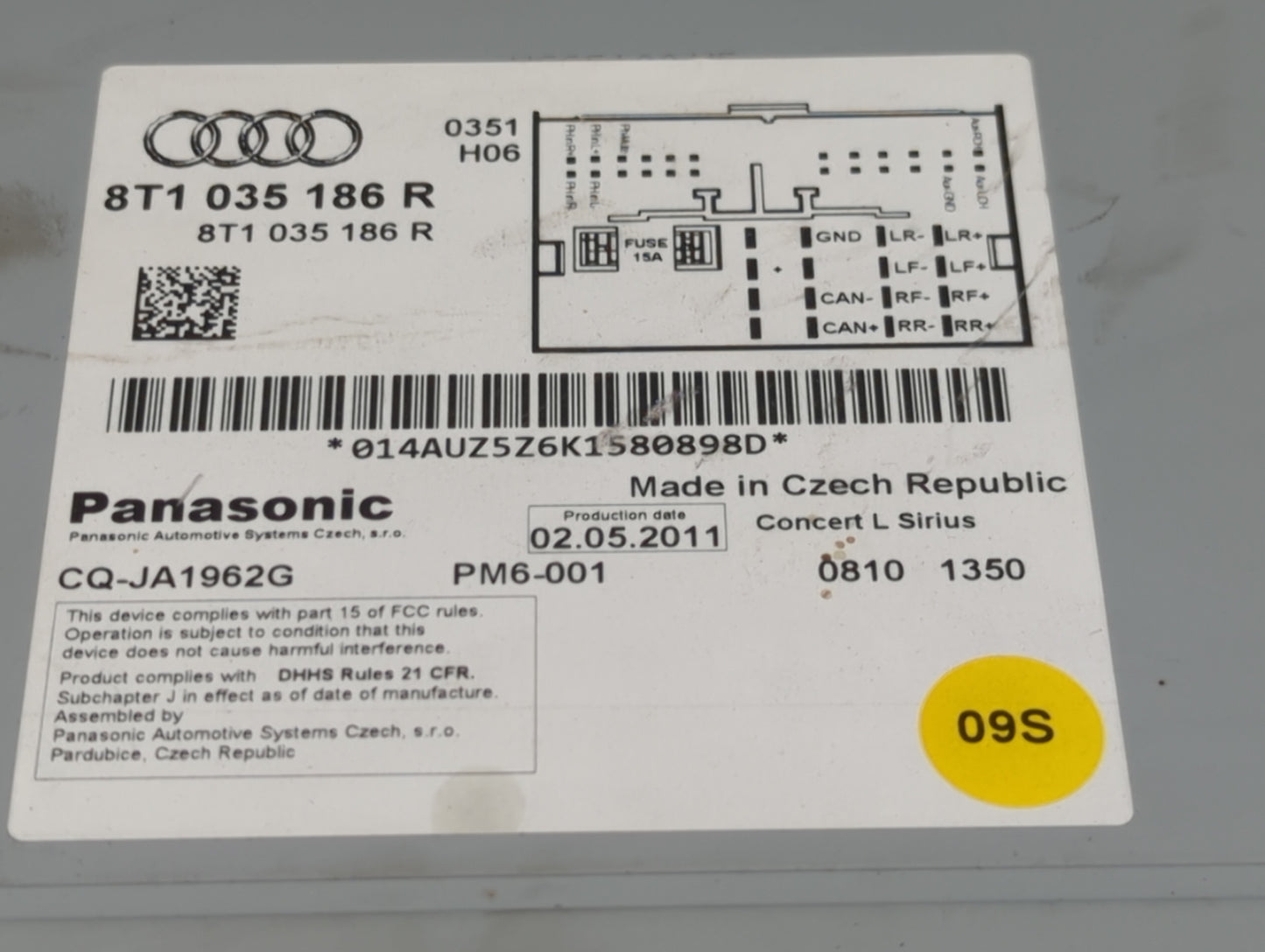2011-2017 Audi Q5 Radio AM FM Cd Player Receiver Replacement P/N:8T1035186R CQ-JA1962G Fits OEM Used Auto Parts - Oemusedaut
