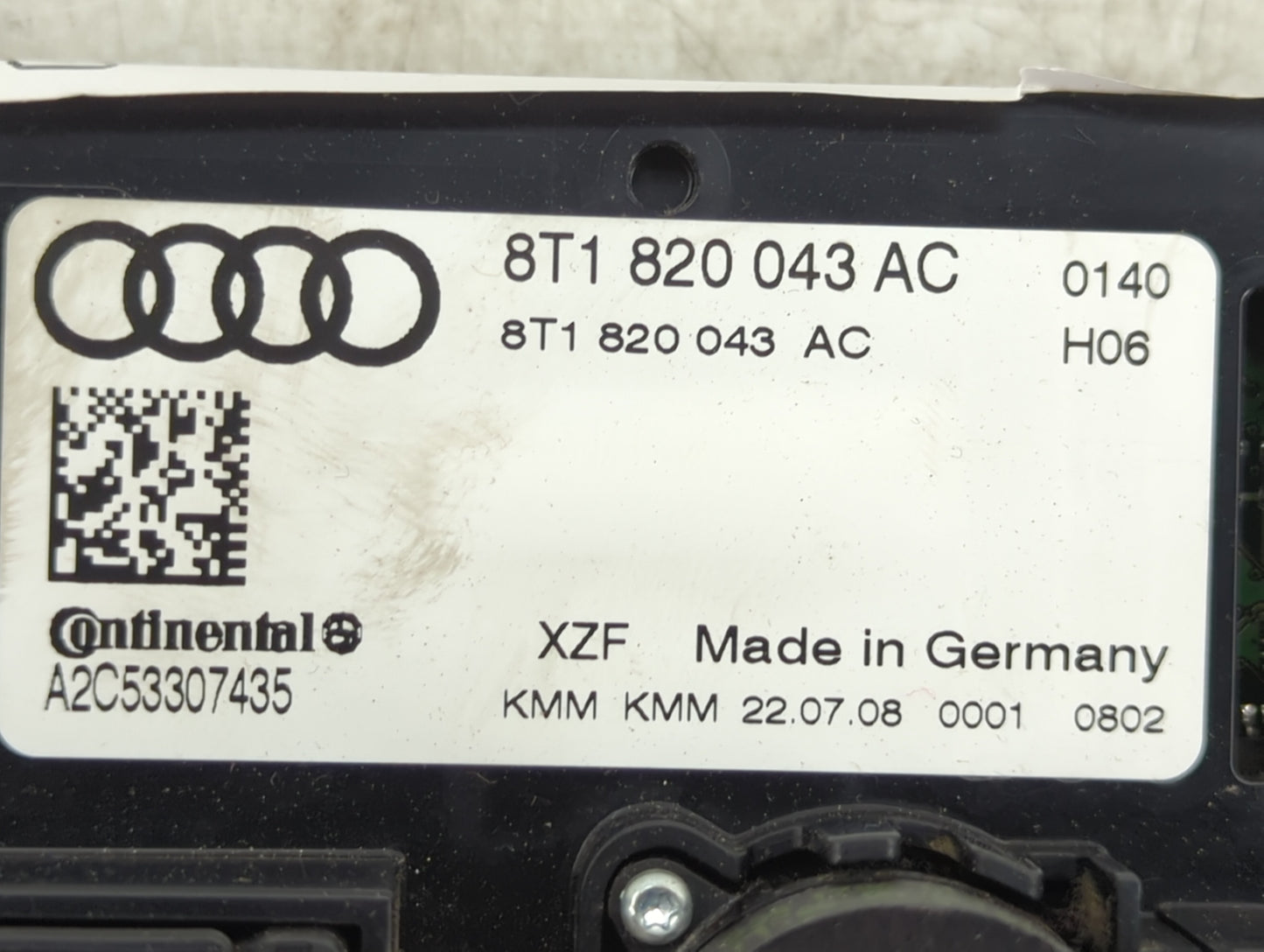 2009-2012 Audi Q5 Climate Control Module Temperature AC/Heater Replacement P/N:8T1 820 043 AC 8T1 820 043 AQ Fits OEM Used A