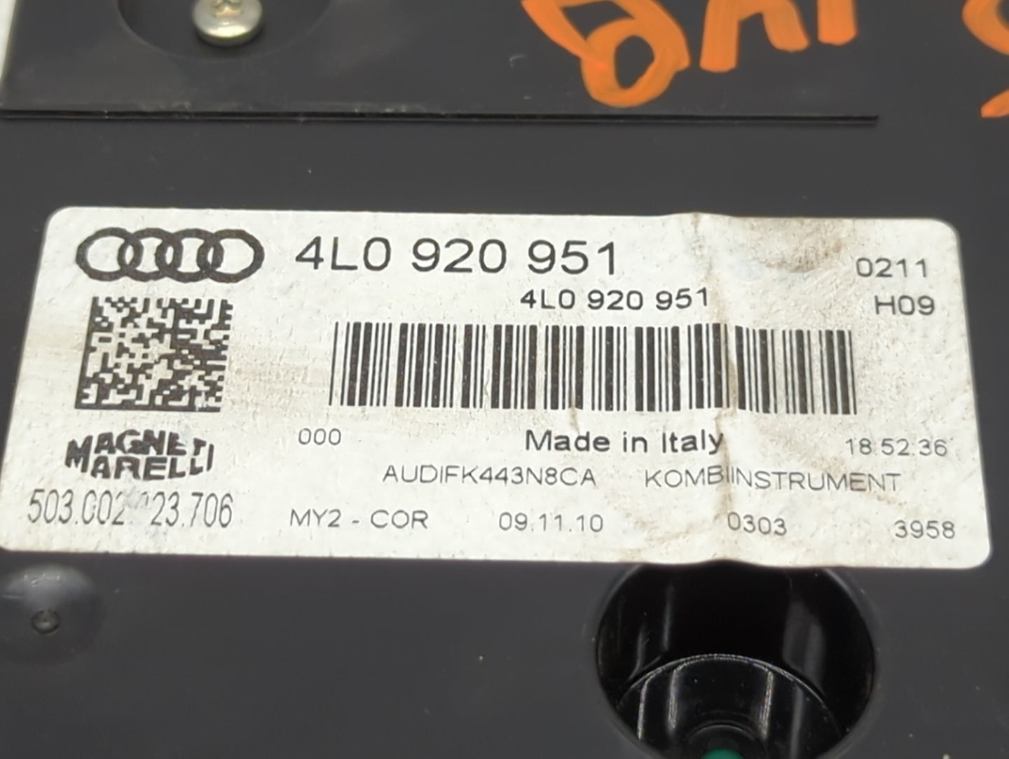 2011 Audi Q7 Instrument Cluster Speedometer Gauges P/N:4L0920951 503002123706, AUDIFK443N8CA Miles:115K Fits OEM Used Auto P