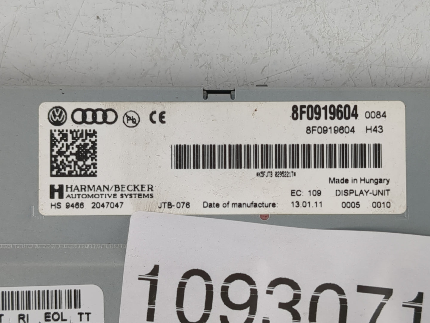 2011 Audi S4 Radio AM FM Cd Player Receiver Replacement P/N:8F0919604 Fits Fits 2006 OEM Used Auto Parts - Oemusedautoparts1