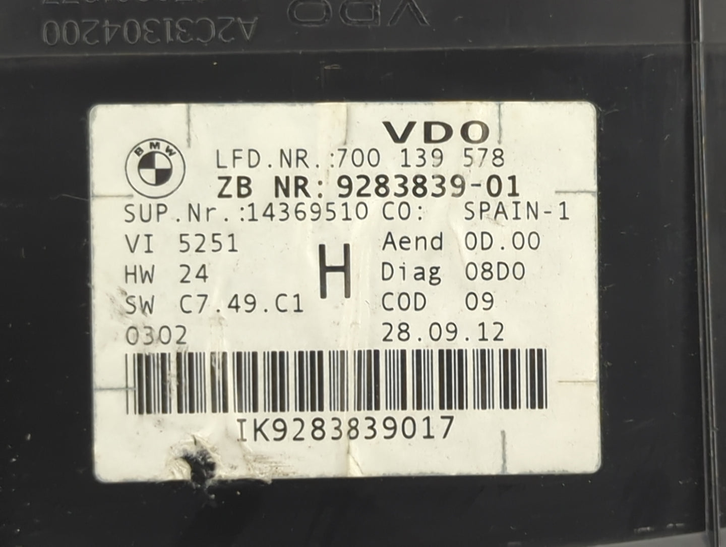 2011-2013 Bmw 328 Instrument Cluster Speedometer Gauges P/N:9242370-01 A2C 534 185 09, 14369510 Miles: Fits Fits 2011 2012 2