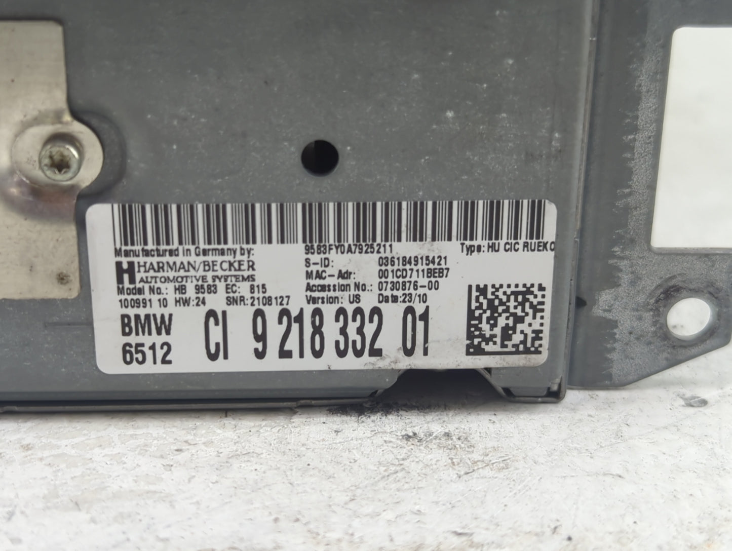 2010-2011 Bmw 328i Radio AM FM Cd Player Receiver Replacement P/N:9 239 214 01 Fits Fits 2010 2011 OEM Used Auto Parts - Oem