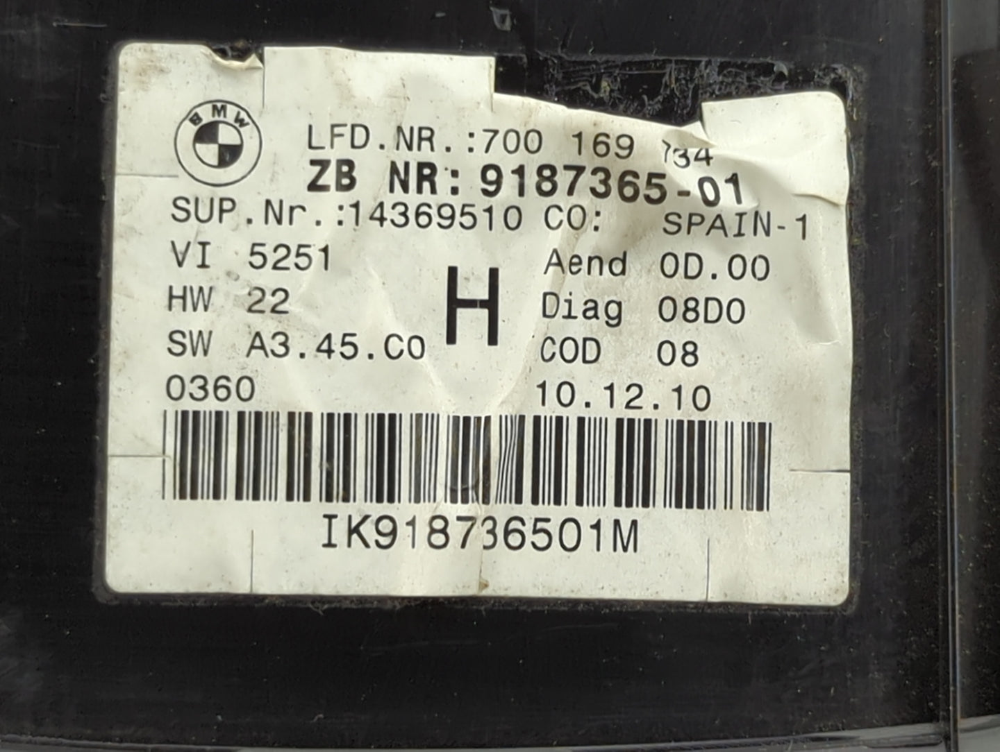 2011 Bmw 328i Instrument Cluster Speedometer Gauges P/N:9187365-01 Miles: Fits OEM Used Auto Parts - Oemusedautoparts1.com