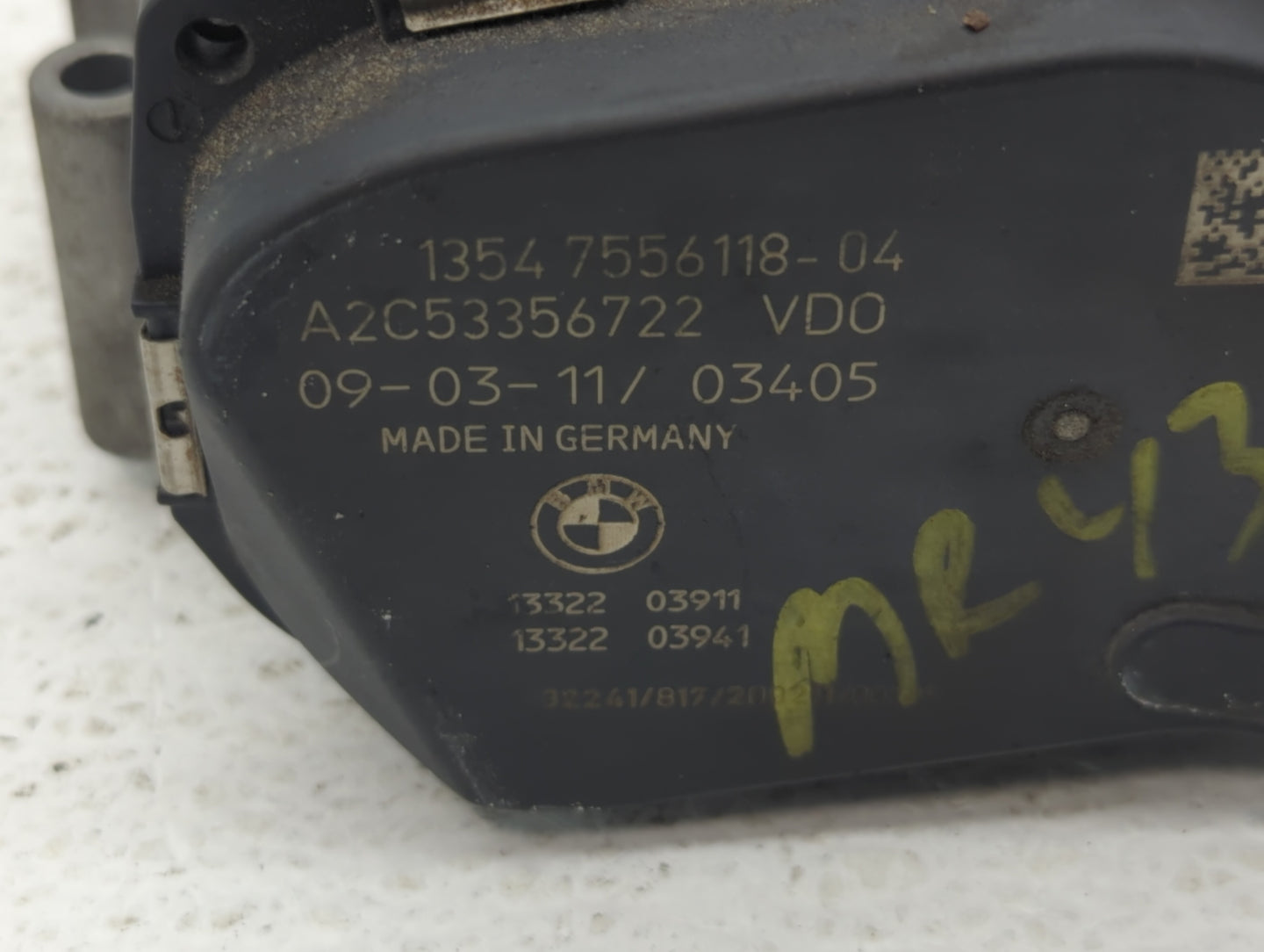 2007-2013 Bmw 328i Throttle Body P/N:1354 7556118-04 1354 7556118-03 Fits Fits 2007 2008 2009 2010 2011 2012 2013 OEM Used A