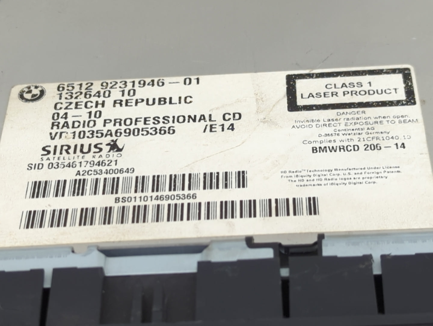 2010-2013 Bmw 335i Radio AM FM Cd Player Receiver Replacement P/N:A2C53400649 132640 10 Fits OEM Used Auto Parts - Oemusedau