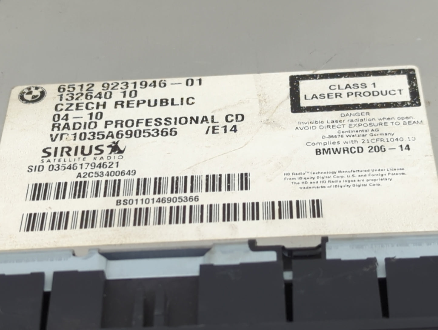 2010-2013 Bmw 335i Radio AM FM Cd Player Receiver Replacement P/N:A2C53400649 132640 10 Fits OEM Used Auto Parts - Oemusedau
