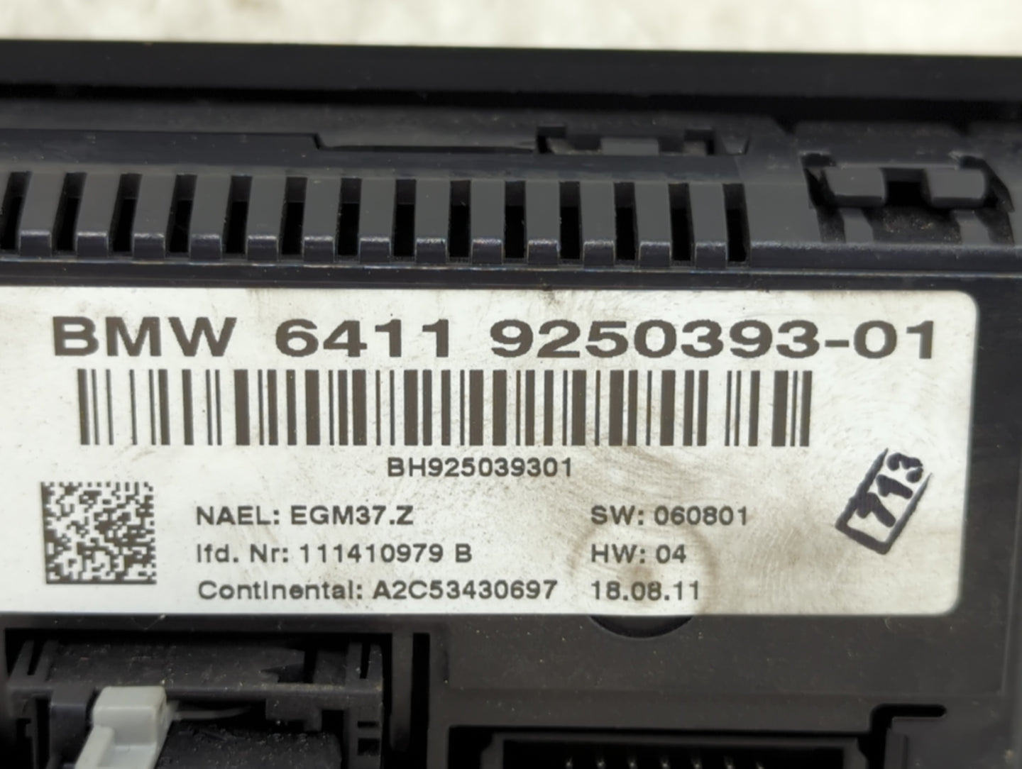 2010-2011 Bmw 335i Climate Control Module Temperature AC/Heater Replacement P/N:9250393-01 Fits Fits 2010 2011 2012 2013 201