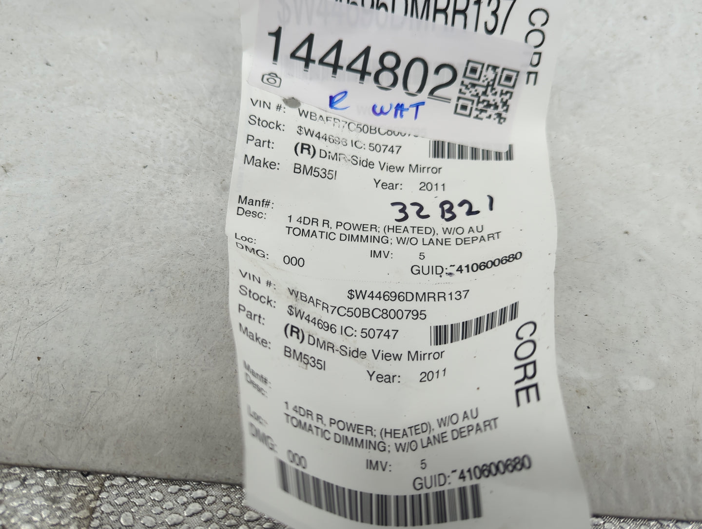 2011-2012 Bmw 535i Passenger Side View Mirror - Right Door Mirror OEM Used - Oemusedautoparts1.com