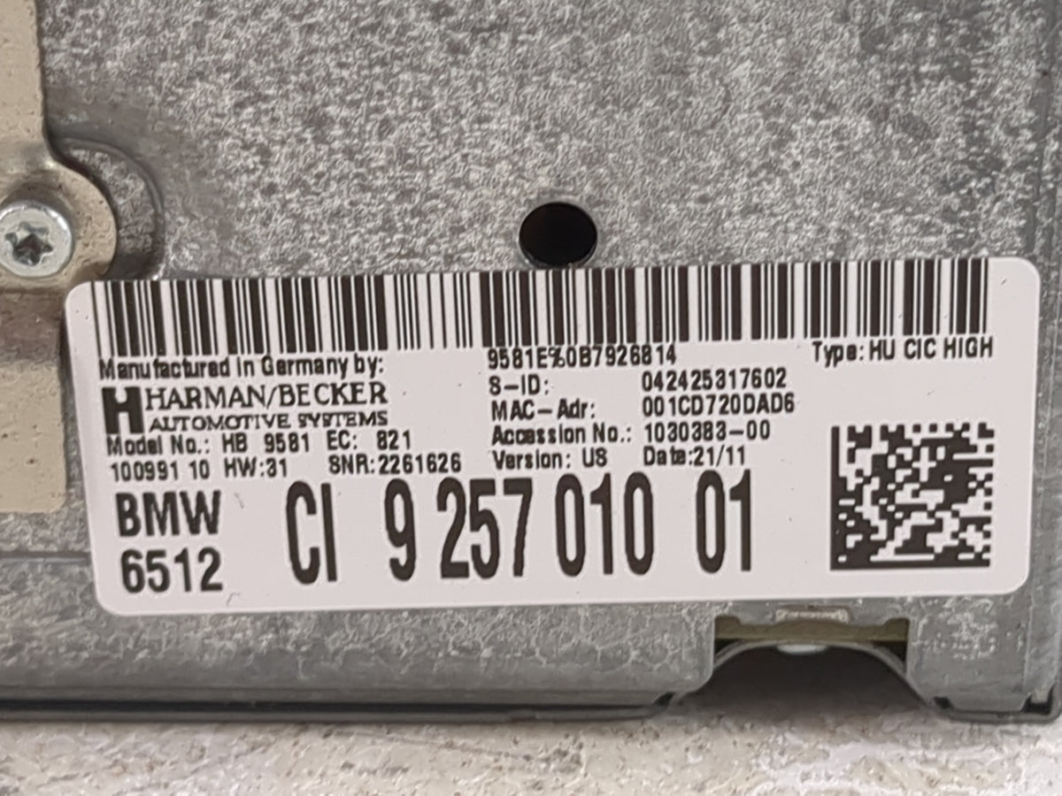 2011-2012 Bmw 535i Radio AM FM Cd Player Receiver Replacement P/N:9257010 HB9581, CI925701001 Fits Fits 2010 2011 2012 OEM U