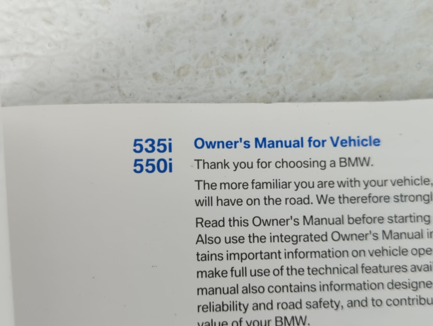 2011 Bmw 550i Owners Manual Book Guide OEM Used Auto Parts - Oemusedautoparts1.com