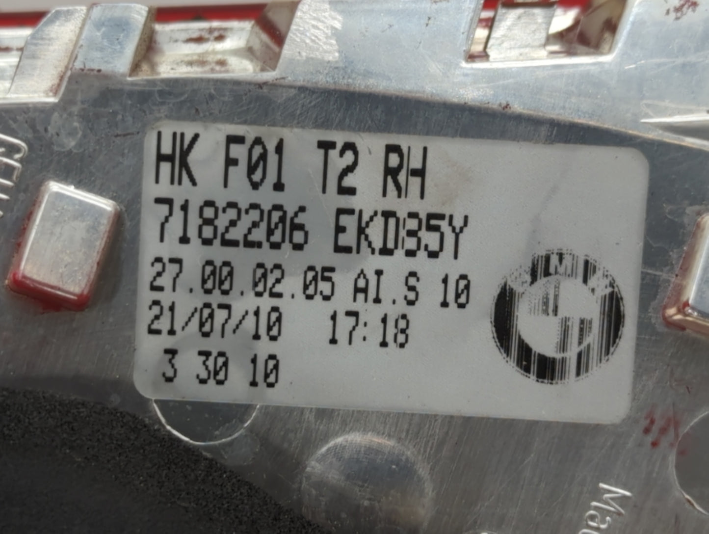 2009-2012 Bmw 750i Tail Light Assembly Passenger Right OEM P/N:7182206 Fits Fits 2009 2010 2011 2012 OEM Used Auto Parts - O