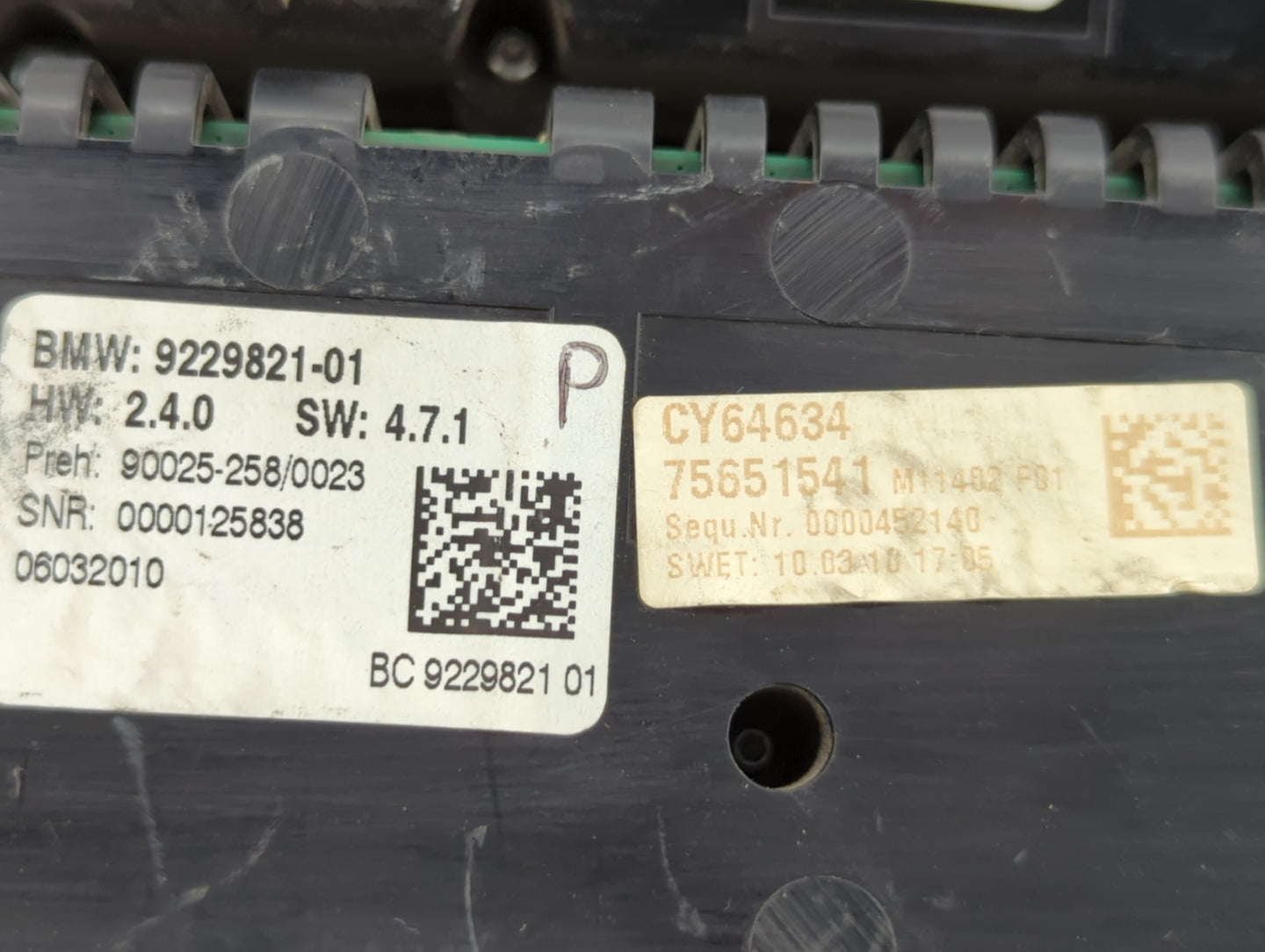 2011 Bmw 750i Climate Control Module Temperature AC/Heater Replacement P/N:75651541 9229821 Fits OEM Used Auto Parts - Oemus