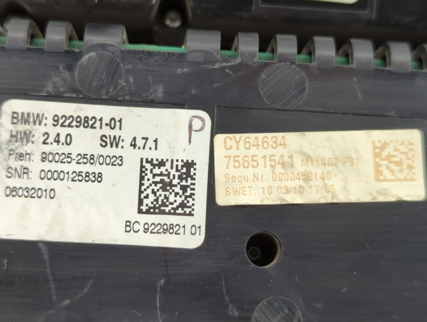 2011 Bmw 750i Climate Control Module Temperature AC/Heater Replacement P/N:75651541 9229821 Fits OEM Used Auto Parts - Oemus