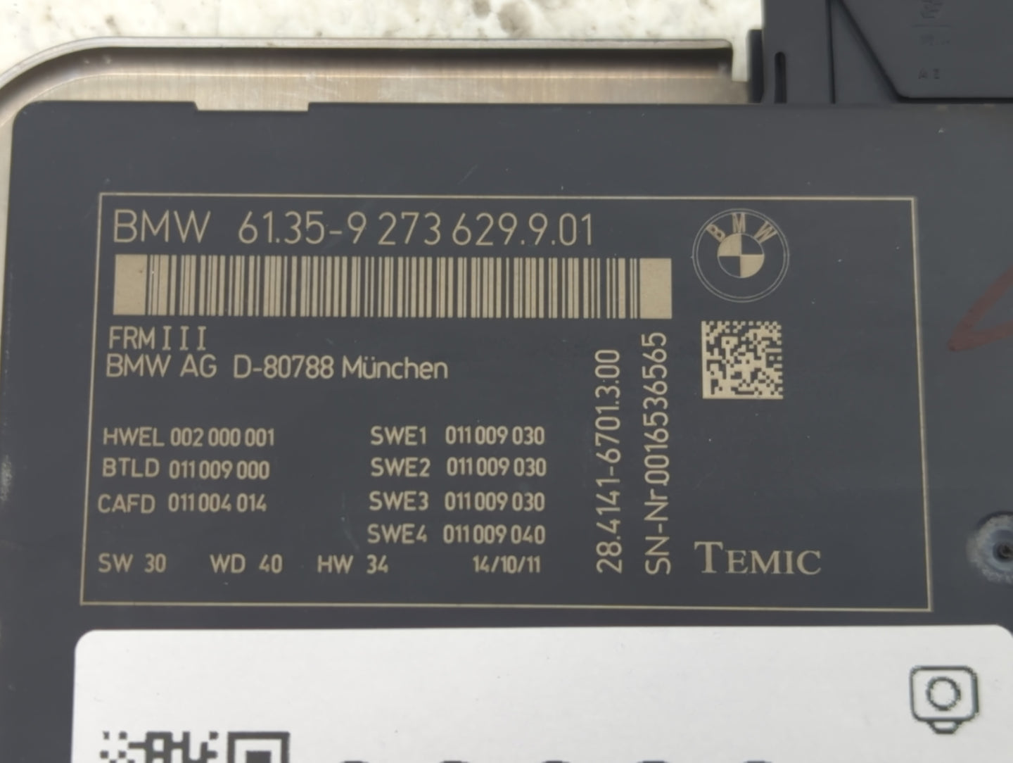 2011 Bmw M5 PCM Engine Control Computer ECU ECM PCU OEM P/N:61.35-9 273 629.9.01 Fits OEM Used Auto Parts - Oemusedautoparts