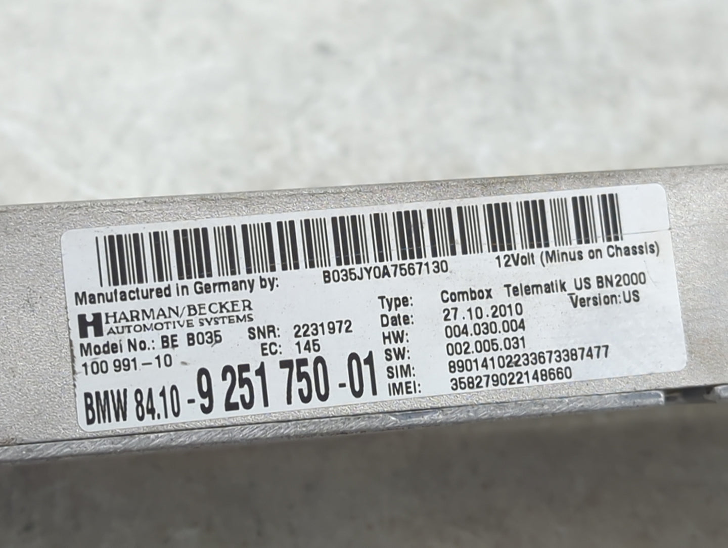 2011-2013 Bmw X5 Telematics Control Module 1452841 - Oemusedautoparts1.com