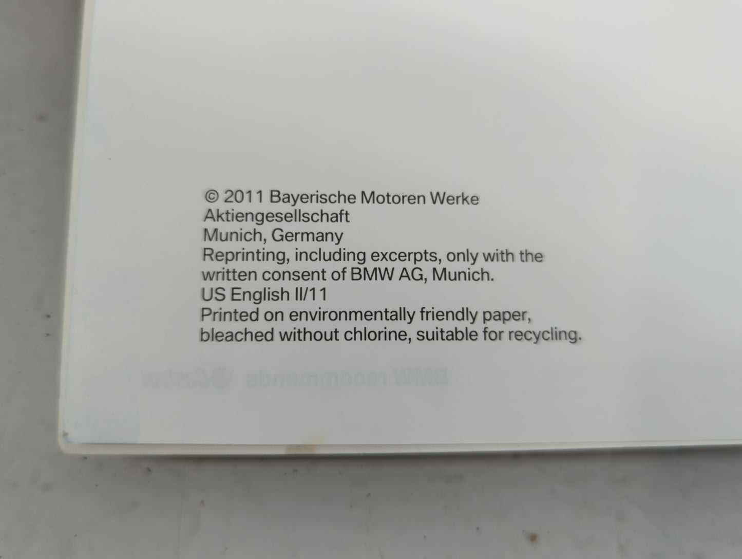2011 Bmw X5 Owners Manual Book Guide OEM Used Auto Parts - Oemusedautoparts1.com